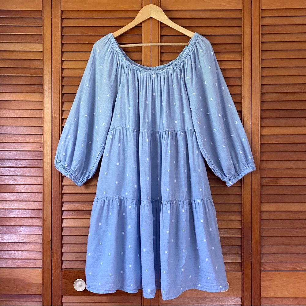 Good Hart Dress Women's Size XL Blue Chambray All Day Tiered with Pockets